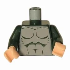 LEGO Minifigure  Torso Light Bluish Gray Bare Chest with Muscles Outline