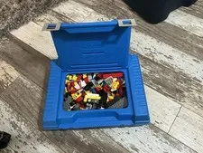 LEGO Vintage Blue Hard Case Plastic Travel Bin Carrier 1985 W/ Vintage Lego