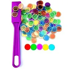 Magnetic Wands and Bingo Chips Set Magnetic Rod 100 Metal Ringed Discs Wiss...