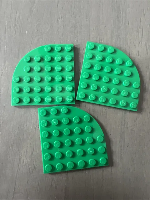 LEGO 6003 Green Plate, Round Corner 6 x 6 - 3 Pieces