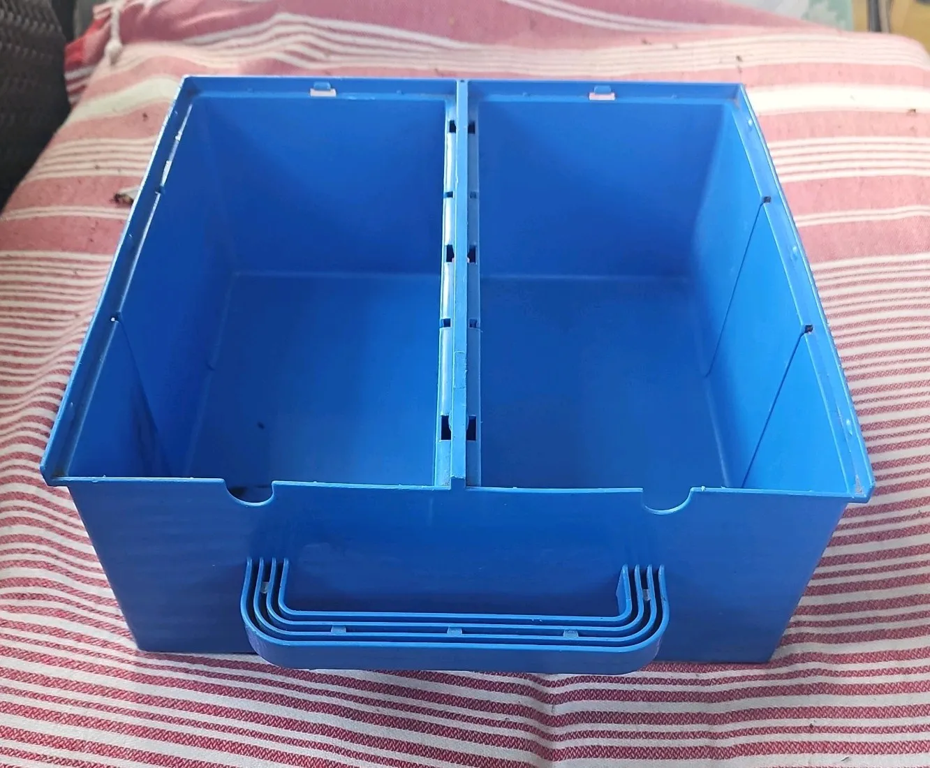 LEGO Vintage Storage Carry Case Building Base Plates 1989 Blue Green Sliding Box