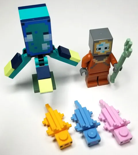 LEGO Minecraft Creatures from 21180 The Guardian Battle Squid Axolotl Diver Only