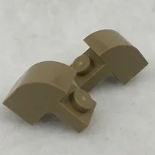 LEGO 6091 Dark Tan Slope, Curved 2 x 1 x 1 1/3 with Recessed Stud (x2)