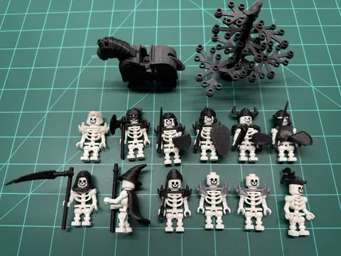 3d Printed Lego Arms & Armor. Horse w/Barding & Tree NO SKELETONS Included.