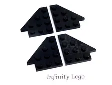 2 Pair LEGO Vintage Black Plate Wing 4 x 4 Left & Right Wedge (3935 3936)