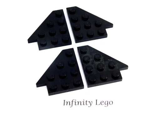 2 Pair LEGO Vintage Black Plate Wing 4 x 4 Left & Right Wedge (3935 3936)