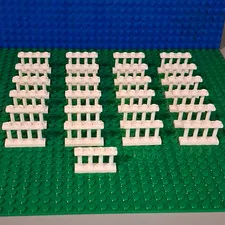 LEGO Fence 1 x 4 x 2 Spindled with 4 Studs In White. Lot Of 25.