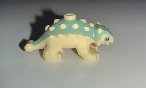 LEGO - Animal Land / Dino - Tan Ankylosaurus Baby - Sand Green Back & Black Eyes