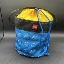 Lego brick Storage Drawstring Cinch Bag Travel Yellow Blue NEW W/O TAG