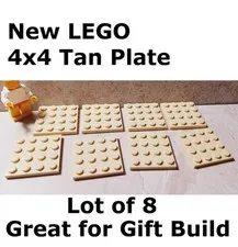 LEGO Assorted Plate Set Lot of 8 Tan Plates size Baseplate Build On Base 4x4