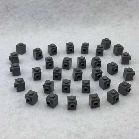 LEGO 87087 Dark Bluish Gray Brick, Modified 1 x 1 with Stud on Side (x32)