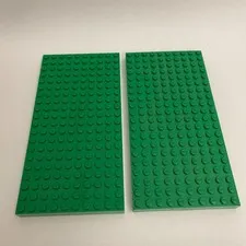 Vintage Lego Baseplates Green 10 x 20 Replacement Pieces 3/8" high Lot of 2
