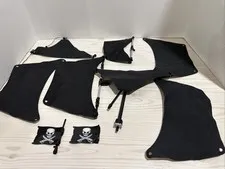 Lego Pirates Of The Carribean The Black Pearl 7 Sails 4184 And 2 Flags + Parts