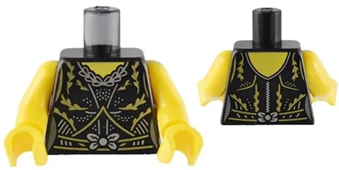Lego New JAZZ SINGER Minifig TORSO Black Dress Gold/Silver Lines Necklace D368