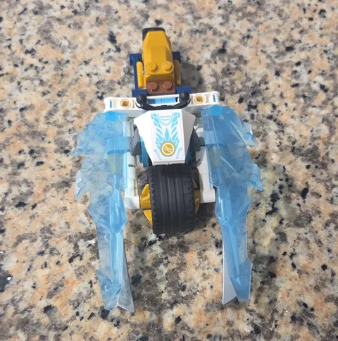 LEGO NINJAGO Small Motorcycle Vehicle w/ Trans-Light Blue Blades, Custom Printed