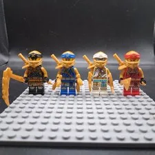 Lego Ninjago Lot of 4 CRYSTALIZED  (Golden Ninja) minifigs KAI, Jay, ZANE, Cole