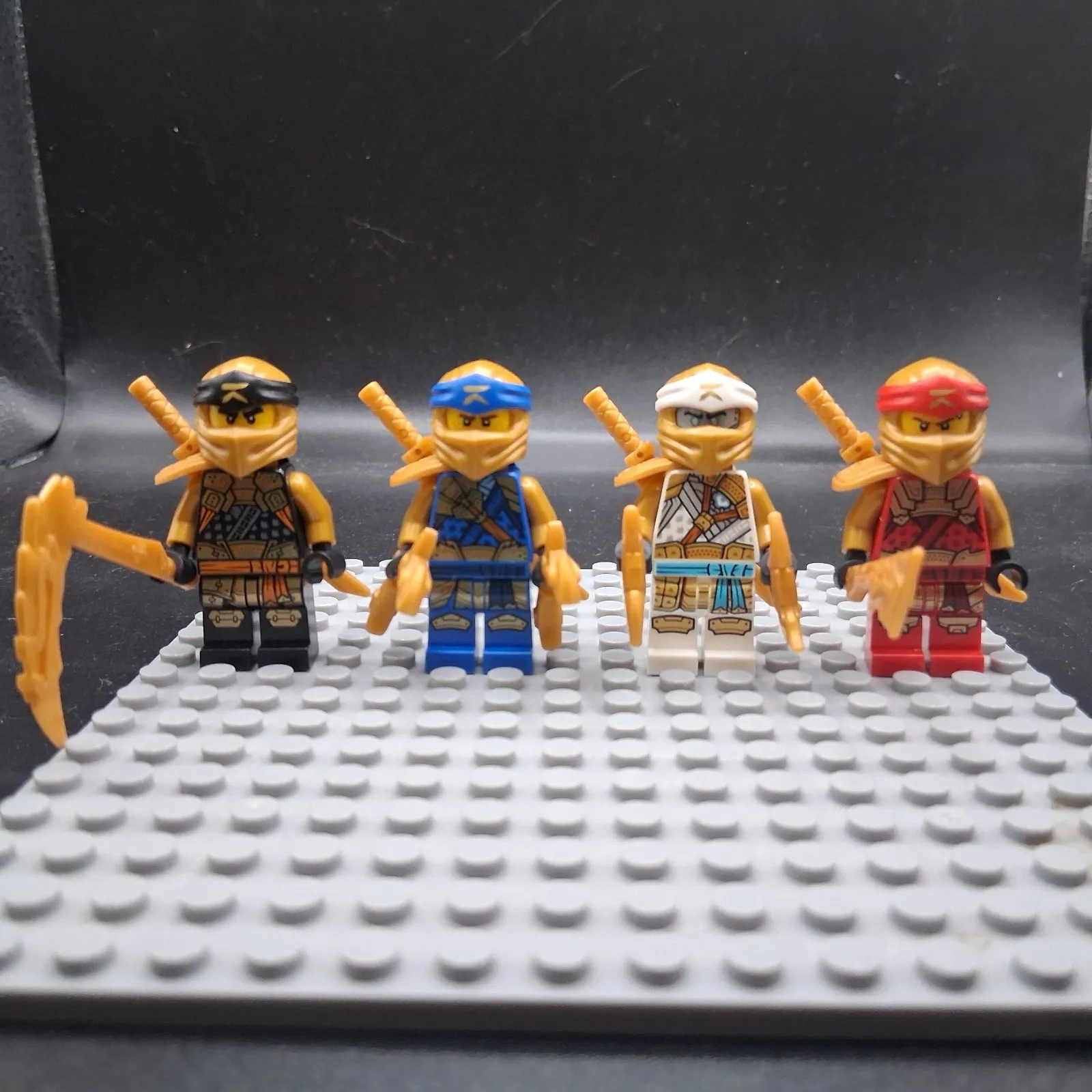 Lego Ninjago Lot of 4 CRYSTALIZED  (Golden Ninja) minifigs KAI, Jay, ZANE, Cole