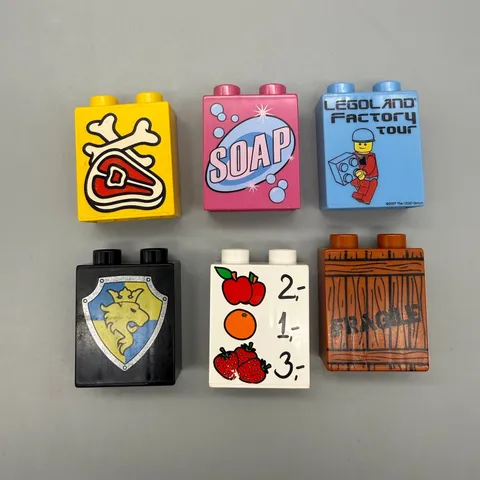 Duplo Bricks 1x2x2” Soap Fragile Legoland Factory Castle Knights Steak lot of 6
