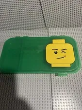 Lego City Minifigure Storage Case Green With Winking Minifig Head