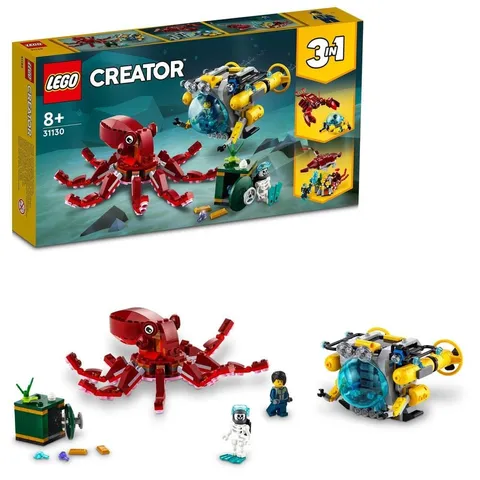 LEGO 3in1 31130 Sunken Treasure Mission Octopus Stingray Lobster Bricks Toy