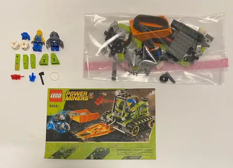 Lego 8958 Power Miners Granite Grinder 2009 missing one sticker w Instructions