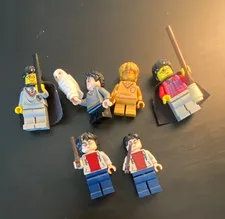 LEGO Harry Potter Minifigure Lot of 6 w/ Cloaks, Wands & Owl Accessories