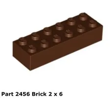 Lego 1x 2456 Reddish Brown Brick 2 x 6 Modern