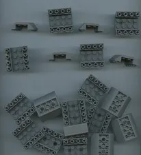 LEGO x 20 Dark Bluish Gray Slope, Inverted 45 4 x 4 Double with 2 Holes 72454