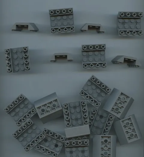 LEGO x 20 Dark Bluish Gray Slope, Inverted 45 4 x 4 Double with 2 Holes 72454