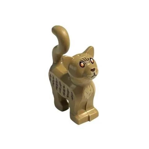 LEGO - Animal, Land - Cat, Standing w/ Orange Eyes, Brown Stripes & Tan Muzzle