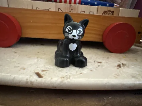 Lego Duplo Black Cat Pet W/ Wide Black Eyes Whiskers For Farm Farmer House