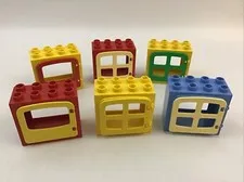 Lego Duplo Windows Red Blue Yellow With Mixed Colors Set Of 6 Replacement Pcs D