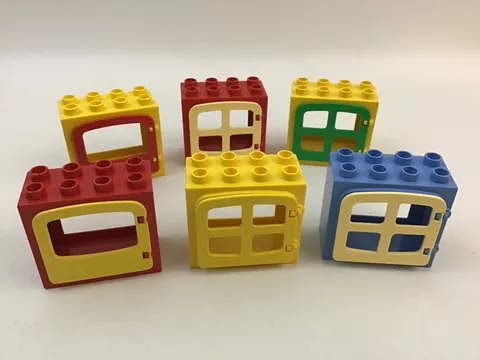 Lego Duplo Windows Red Blue Yellow With Mixed Colors Set Of 6 Replacement Pcs D