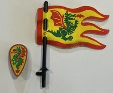 Lego Dragon Knights Castle Minifigure Oval Shield & Cloth Dragon Master Flag