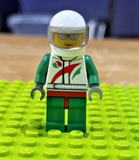LEGO Minifigure Octan Racer Green Racing Suit Helmet Town City