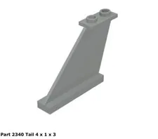 Lego 1x 2340 Light Gray Tail 4 x 1 x 3