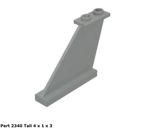 Lego 1x 2340 Light Gray Tail 4 x 1 x 3