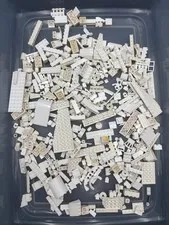 1 lb. Bulk Mixed White Legos - standard blocks and unique pieces (Lot J)