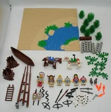 LEGO Western Native American Indian Minifigure Lot Horses Canoe Warriors Vintage