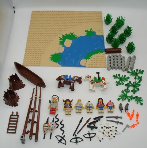 LEGO Western Native American Indian Minifigure Lot Horses Canoe Warriors Vintage