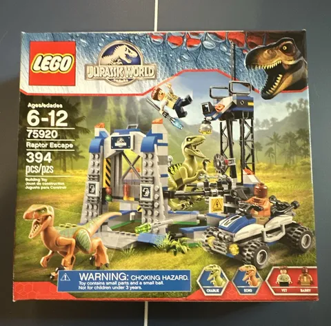 LEGO Jurassic World Raptor Escape 75920 Complete 394 pcs w/ Box Age 6-12