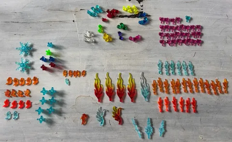LEGO Flames Fire Rocks Crystals Effects Parts Lot 140 Pieces Trans Colors Mixed