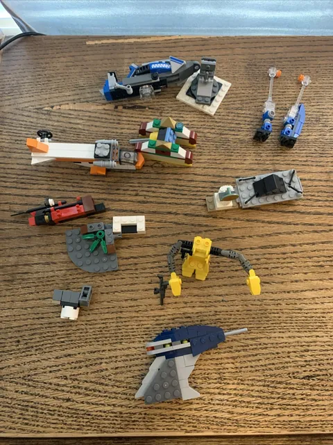 14 Partially Built LEGO parts/vehicles. No Instructions. No Box Missing Pieces