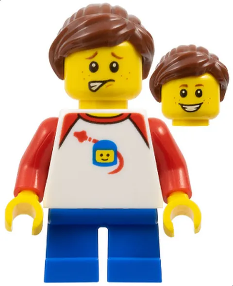 Girl - Shirt with Red Collar, Spaceship Orbiting Classic Space Helme - Used LEGO