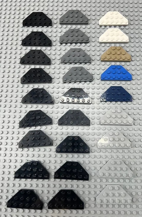 LEGO Lot of 27 Wedge, Plate 3 x 6 Cut Corners (2419) Multicolored Mostly Black