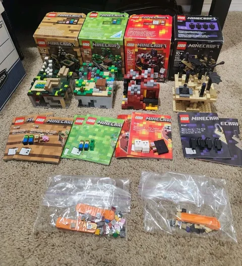 Lego Minecraft Micro World Complete Series 4 Sets 21107 21106 21105 21102 
