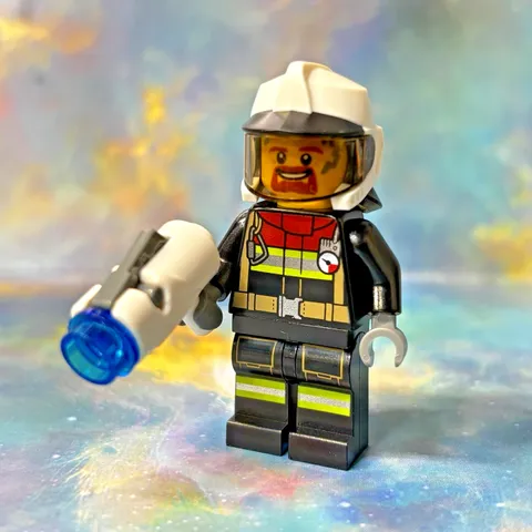 Lego City Fireman Minifigure Male, Black Jacket & Legs cty1264