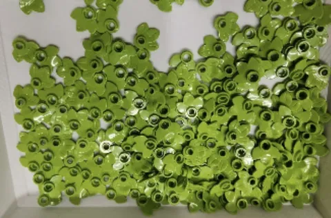 LEGO x 100 Lime Plant Plate, Round 1 x 1 with 3 Layered Leaves 32607 light green