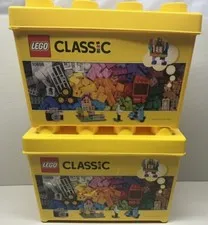 LEGO Storage Brick Case 8 Stud Large Yellow Container Plastic Bin Box EMPTY  X2