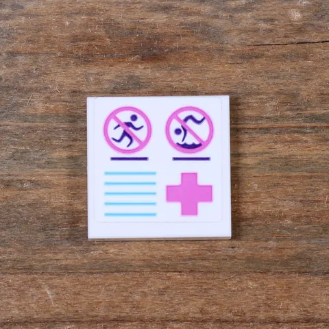 LEGO White Tile 2x2 No Running No Diving Signs Pool Pattern 3068pb1085 41313